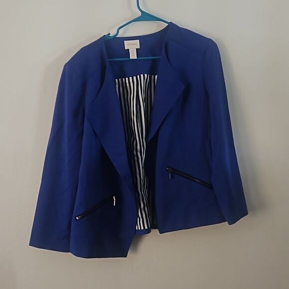 CHICO'S WOMAN BLAZER 2 BLUE - Picture 1 of 5